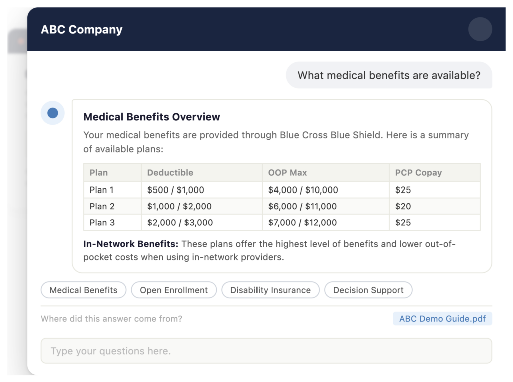 employee benefits ai chatbot